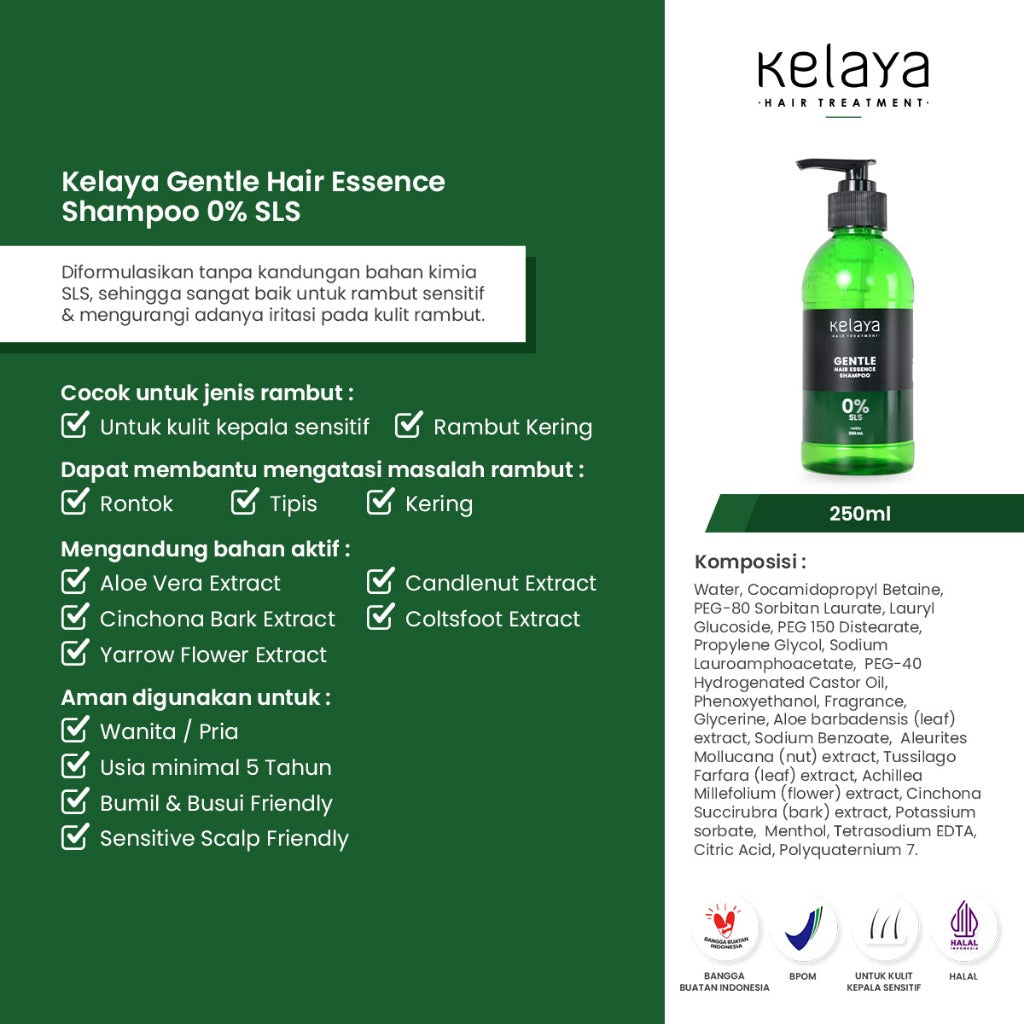 Kelaya Gentle Hair Essence Shampoo Non SLS 250ml