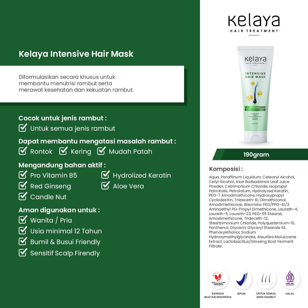 PROMO NEW LAUNCH KELAYA Intensive Hair Mask FREE Hair Mist Sweet Confidence / Mist Party Glamour