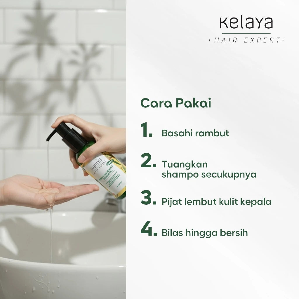 Kelaya Anti-Dandruff Shampoo 100ml Sampo ketombe Non SLS Perawatan Rambut Anti Ketombe Expert