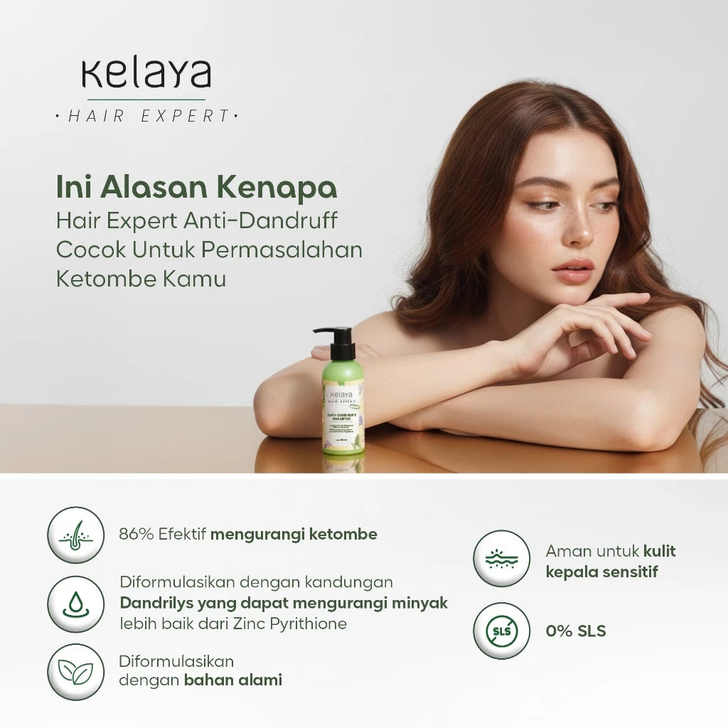 Kelaya Anti-Dandruff Shampoo 100ml Sampo ketombe Non SLS Perawatan Rambut Anti Ketombe Expert