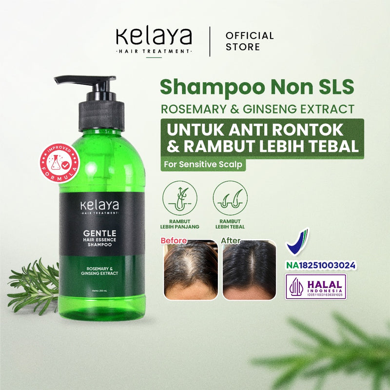 Kelaya Shampoo Non SLS Gentle Hair Care Essence 250ml Shampo Anti Ketombe Rontok Penumbuh Rambut